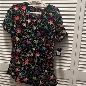 #1125**Dickies Multicolor Star Print Short Sleeve Medical Scrub